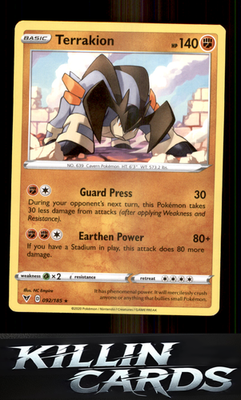 Terrakion 092/185 Pokemon Rare SWSH04: Vivid Voltage Card NM
