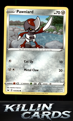 Pawniard 133/202 Pokemon Common SWSH01: Sword & Shield Base Set Card NM