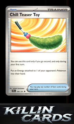 Chill Teaser Toy 166/191 Pokemon Uncommon SV08: Surging Sparks Card NM