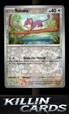 Reverse Holofoil Rattata 019/165 Pokemon Common SV: Scarlet & Violet 151 Card NM