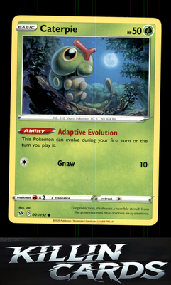 Caterpie 001/192 Pokemon Common SWSH02: Rebel Clash Card LP
