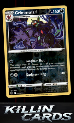 Reverse Holofoil Grimmsnarl 094/172 Pokemon Rare SWSH09: Brilliant Stars Card NM