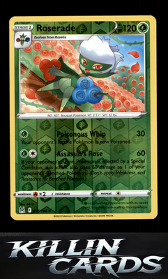 Reverse Holofoil Roserade 015/196 Pokemon Uncommon SWSH11: Lost Origin Card NM