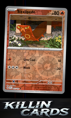 Reverse Holofoil Sizzlipede 027/191 Pokemon Common SV08: Surging Sparks Card NM