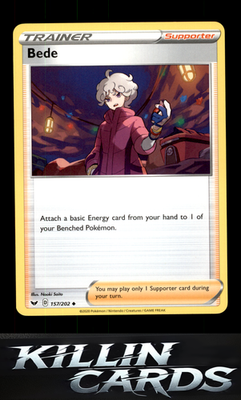 Bede 157/202 Pokemon Uncommon SWSH01: Sword & Shield Base Set Card NM