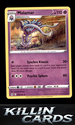 Malamar 078/196 Pokemon Rare SWSH11: Lost Origin Card NM