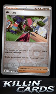 Reverse Holofoil Atticus 077/091 Pokemon Uncommon SV: Paldean Fates Card NM