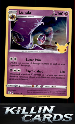 Lunala 015/025 Pokemon Holo Rare Celebrations Card NM