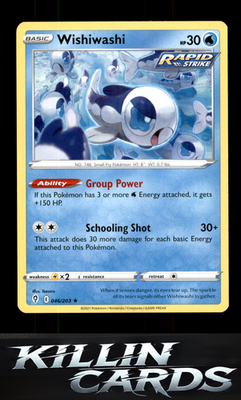 Wishiwashi 046/203 Pokemon Rare SWSH07: Evolving Skies Card NM