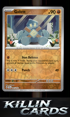 Reverse Holofoil Golett 087/162 Pokemon Common SV05: Temporal Forces Card NM