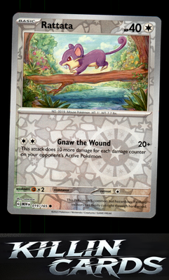 Reverse Holofoil Rattata 019/165 Pokemon Common SV: Scarlet & Violet 151 Card NM