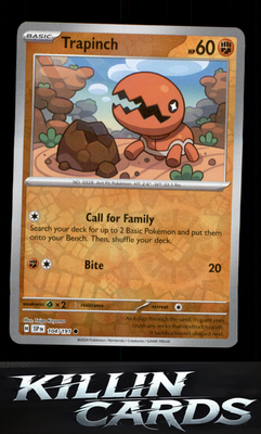 Reverse Holofoil Trapinch 104/191 Pokemon Common SV08: Surging Sparks Card NM