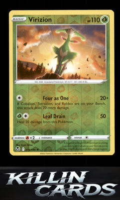 Reverse Holofoil Virizion 014/195 Pokemon Rare SWSH12: Silver Tempest Card NM