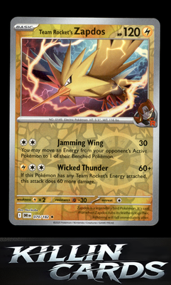 Reverse Holofoil Team Rocket's Zapdos 070/182 Pokemon Rare SV10: Destined Rivals