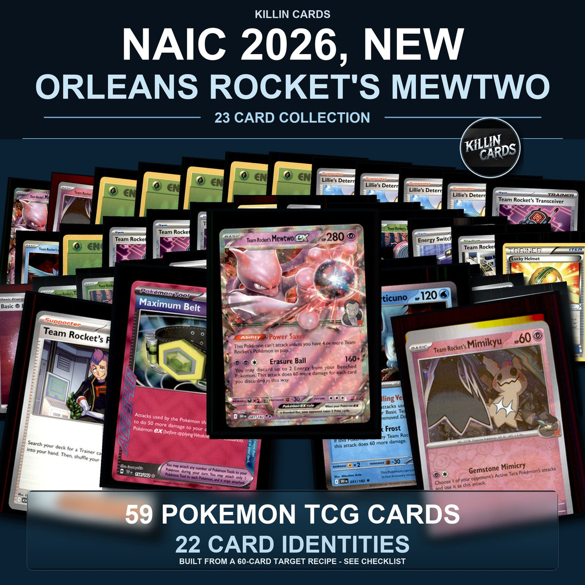 Partial Pokemon TCG NAIC 2026, New Orleans Rocket's Mewtwo Decklist 59 Cards Deck