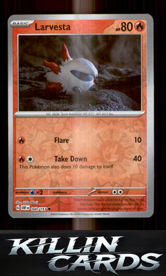 Reverse Holofoil Larvesta 040/197 Pokemon Common SV03: Obsidian Flames Card NM