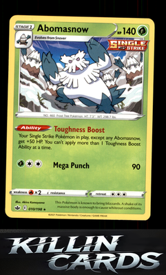Abomasnow 010/198 Pokemon Rare SWSH06: Chilling Reign Card NM