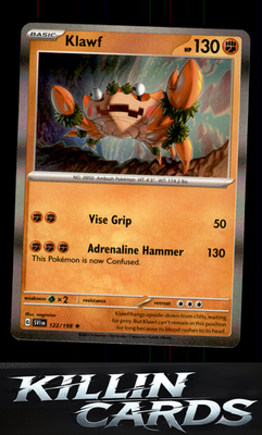 Klawf - 122/198 122/198 Pokemon Rare SV01: Scarlet & Violet Base Set Card NM