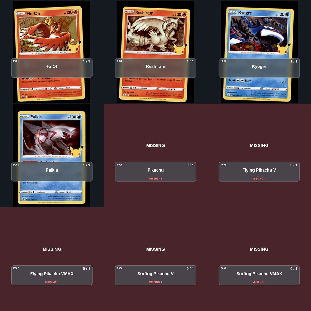 Pokemon TCG Celebrations Partial Master Set Lot 18 Cards Master Set Collection
