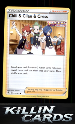 Chili & Cilan & Cress 227/264 Pokemon Uncommon SWSH08: Fusion Strike Card NM
