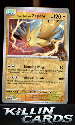 Reverse Holofoil Team Rocket's Zapdos 070/182 Pokemon Rare SV10: Destined Rivals