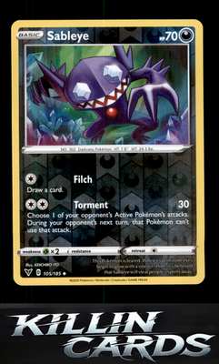 Reverse Holofoil Sableye 105/185 Pokemon Uncommon SWSH04: Vivid Voltage Card NM