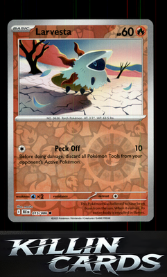 Reverse Holofoil Larvesta 015/086 Pokemon Common SV: Black Bolt Card NM