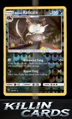Reverse Holofoil Alolan Raticate 82/147 Pokemon Rare SM - Burning Shadows Card N
