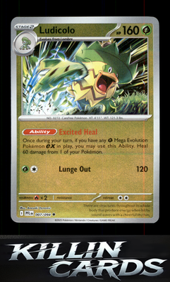 Reverse Holofoil Ludicolo - 007/094 007/094 Pokemon Uncommon ME02: Phantasmal Fl