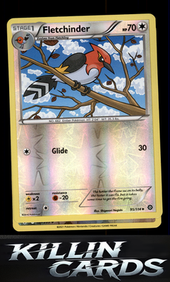 Reverse Holofoil Fletchinder 95/114 Pokemon Uncommon XY - Steam Siege Card NM