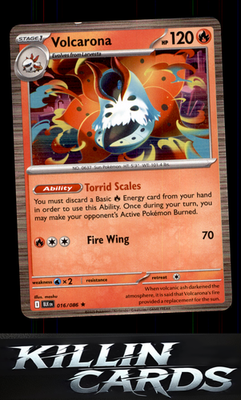 Reverse Holofoil Volcarona 016/086 Pokemon Rare SV: Black Bolt Card NM