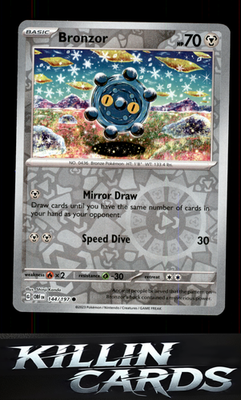 Reverse Holofoil Bronzor 144/197 Pokemon Common SV03: Obsidian Flames Card NM