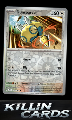 Reverse Holofoil Dunsparce 128/162 Pokemon Common SV05: Temporal Forces Card NM