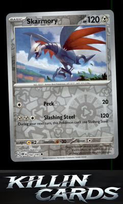 Reverse Holofoil Skarmory 142/197 Pokemon Uncommon SV03: Obsidian Flames Card NM