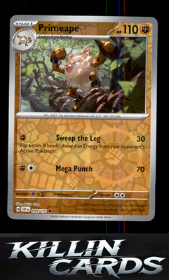Reverse Holofoil Primeape 099/191 Pokemon Common SV08: Surging Sparks Card NM