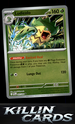Reverse Holofoil Ludicolo - 007/094 007/094 Pokemon Uncommon ME02: Phantasmal Fl