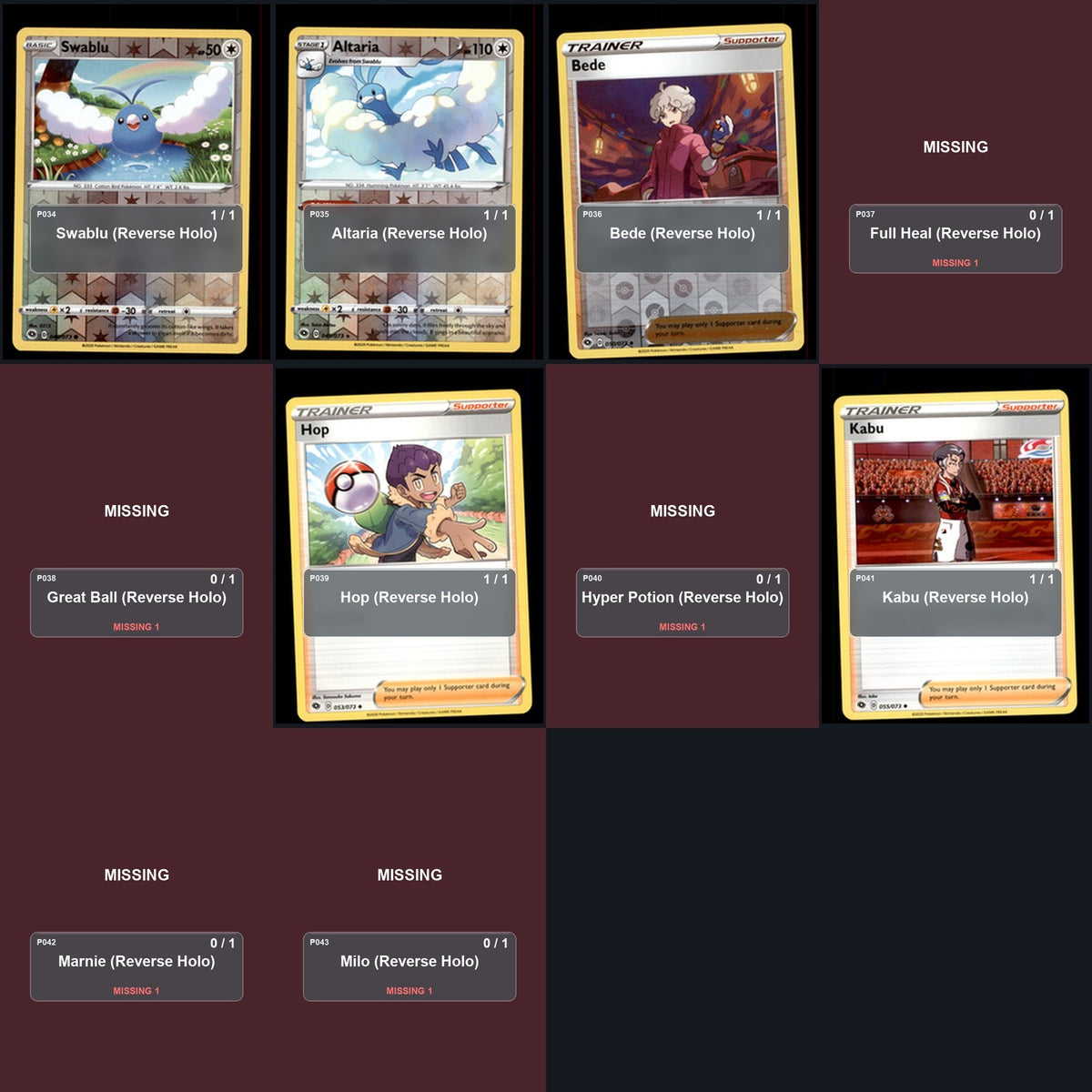 Pokemon TCG Champion's Path Reverse Holo Master Set 12 Reverse Holo Card