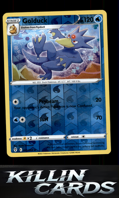 Reverse Holofoil Golduck 025/203 Pokemon Uncommon SWSH07: Evolving Skies Card NM