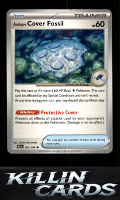 Antique Cover Fossil 080/086 Pokemon Common SV: Black Bolt Card LP