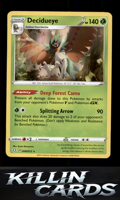 Decidueye 008/072 Pokemon Holo Rare Shining Fates Card NM