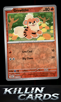 Reverse Holofoil Growlithe 027/182 Pokemon Common SV10: Destined Rivals Card NM