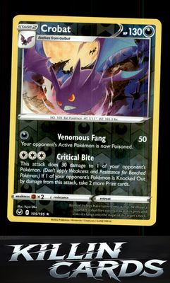 Reverse Holofoil Crobat 105/195 Pokemon Holo Rare SWSH12: Silver Tempest Card NM