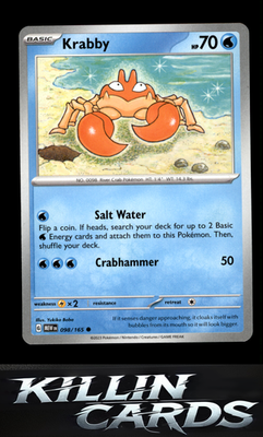 Krabby 098/165 Pokemon Common SV: Scarlet & Violet 151 Card NM