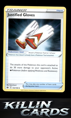 Justified Gloves 143/198 Pokemon Uncommon SWSH06: Chilling Reign Card NM