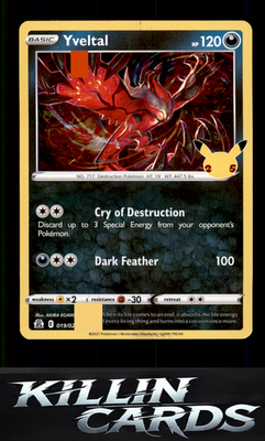 Yveltal 019/025 Pokemon Holo Rare Celebrations Card NM
