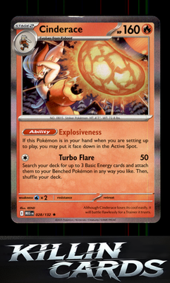 Cinderace 028/132 Pokemon Rare ME01: Mega Evolution Card NM