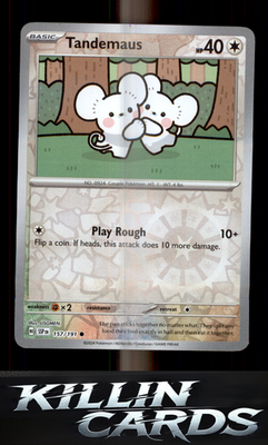 Reverse Holofoil Tandemaus 157/191 Pokemon Common SV08: Surging Sparks Card NM
