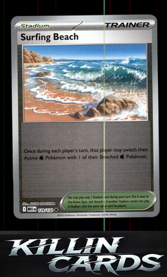 Reverse Holofoil Surfing Beach 129/132 Pokemon Uncommon ME01: Mega Evolution Car
