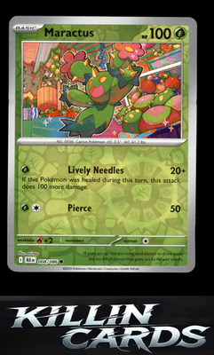 Reverse Holofoil Maractus 008/086 Pokemon Common SV: Black Bolt Card NM