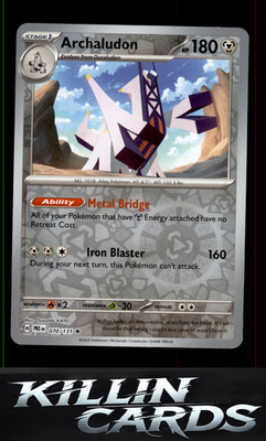 Reverse Holofoil Archaludon 070/131 Pokemon Rare SV: Prismatic Evolutions Card N